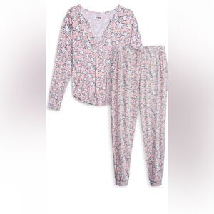 AQS Women’s long sleeve Henley&Joggers 2 piece soft pajama set size L, NWT